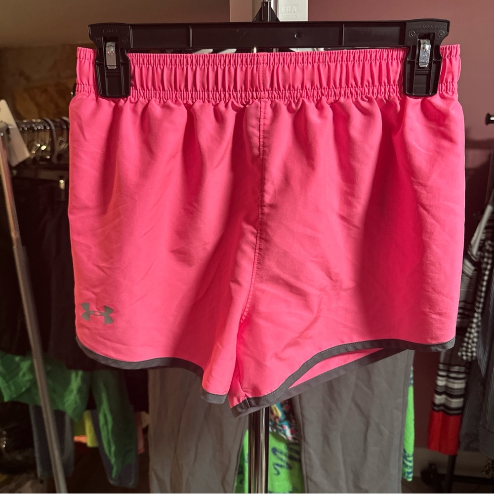 Under Armour Hot Pink Women's Athletic Shorts with Gray Trim
